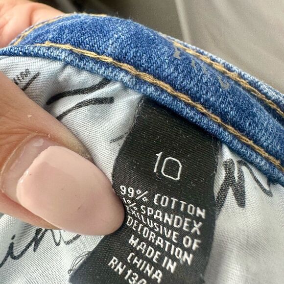 Inc Floral Embroidered skinny leg crop denim jeans with fringe bottom Size 10 - Picture 13 of 14